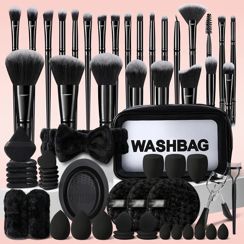 65Pcs Black Makeup Brushes Set, Brush Combo, Professional Set with Case Facial Makeup Accessories, Eye and Face Brushes & Tools, Cosmetic Brushes, Blending Brush, Eyeshadow Brush Set