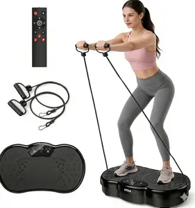 HTM Professional Vibration Plate Exercise Machine - 120 Speed Levels & 9 Fitness Modes - 300lbs Capacity Whole Body Workout Platform for Home Gym with Remote Control & Resistance Bands