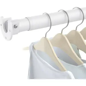 Closet Rods for Hanging Clothes, 17 to 84 Inch Heavy Duty Stepless Adjustable Closet Hanging Rod, 1.3 Inch Diameter Metal Closet Rod for Wardrobes Laundry Bedroom RV