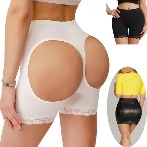 Women Butt Lifter Shorts Plus Size Buttocks Open Boyshorts Booty Padded Shapewear Push Up Wedding Briefs Underwear