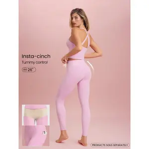 GLOWMODE 26" FeatherFit Insta-Cinch 2.0 Tummy Control Leggings With Side Pockets Anti-See-Through Shorts Low Impact Yoga Daily Fall Winter