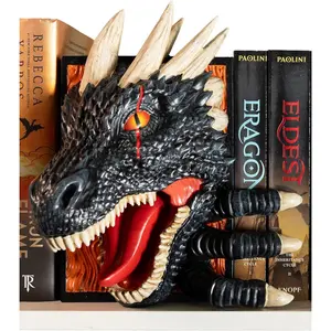 Dragon Bookend | Pops Off Your Shelf | Solid Build | Use Between Books or  a Bookshelf End or Book Nook | Fantasy Dragon Decor | Gothic Medieval Shelves Booknook Bookends (Obsidian Black)