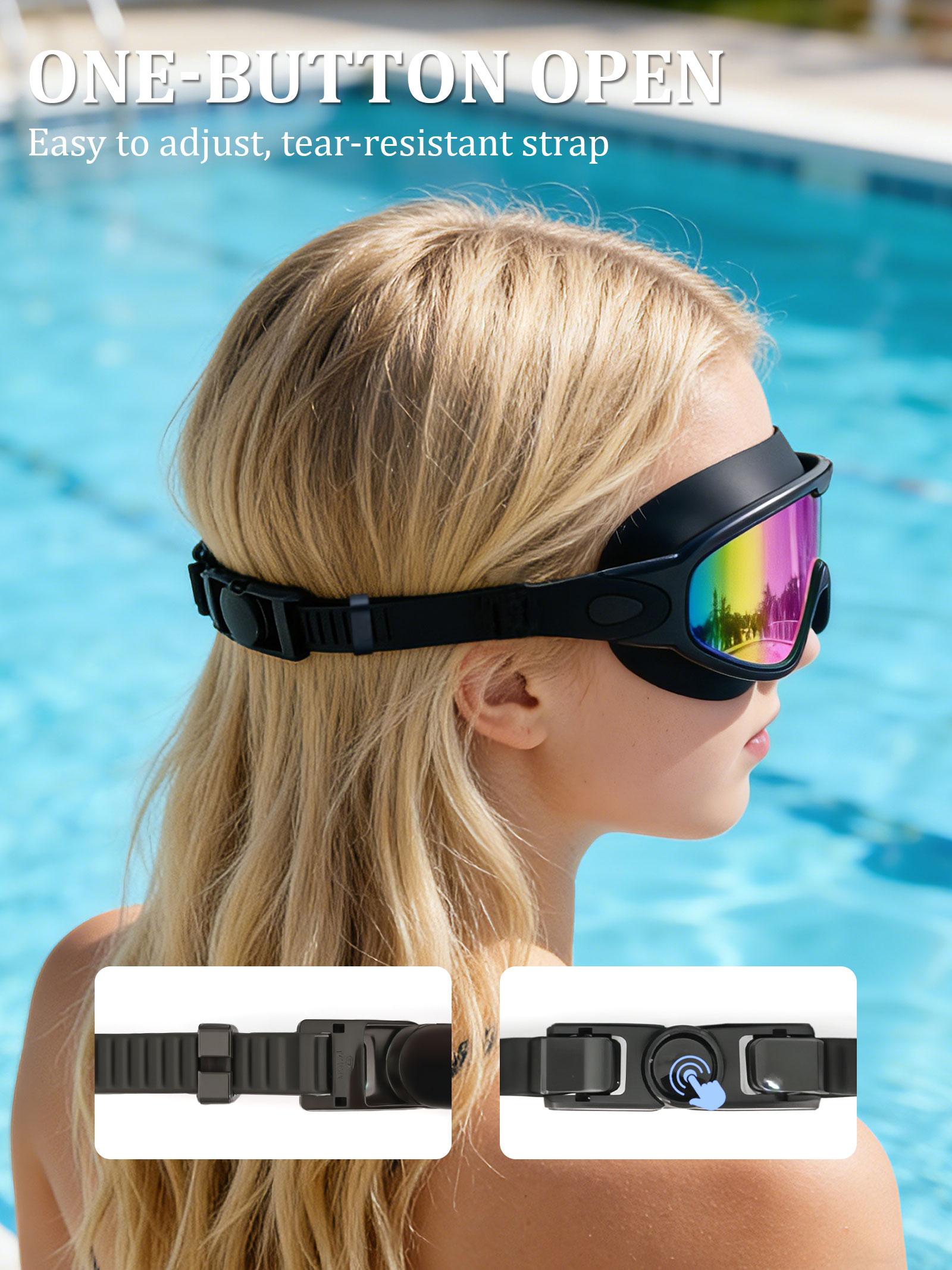 2-Pack Swim Goggles with Nose Clip forAdults and Teens, Leak-Proof Outdoor Swimming Goggles, Comfortable and Stylishfor Pool, Beach and Open Water