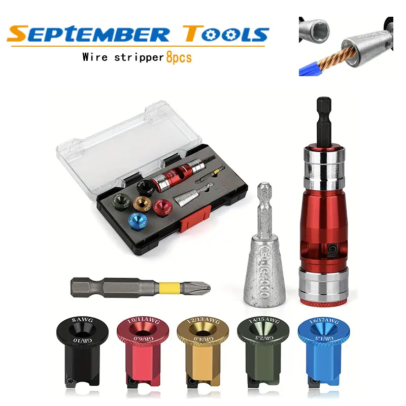 8 in 1 Bit Stripper and Twist Tool Set - Industrial-Grade Electrician Quick Stripping Kit Wrench Hardware