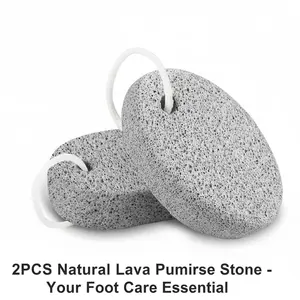 2PCS Natural Lava Pumice Stone for Feet - Hard Skin Callus Remover, Foot Exfoliation Scrub Tool with Hanging Rope, Natural & Gentle, Easy to Use, Ergonomic Design, 2-Pack Value