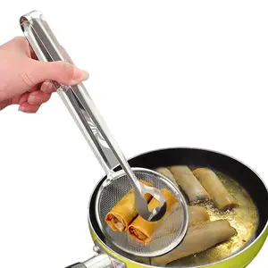 Multifunctional Oil Draining Tongs – Stainless Steel Strainer Spoon for Fried Food, Snacks & Vegetables