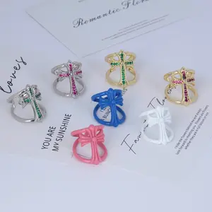 Double Layer Cross Opening Ring  Luxury Design - Copper, Adjustable Size, Rings for Men and Women