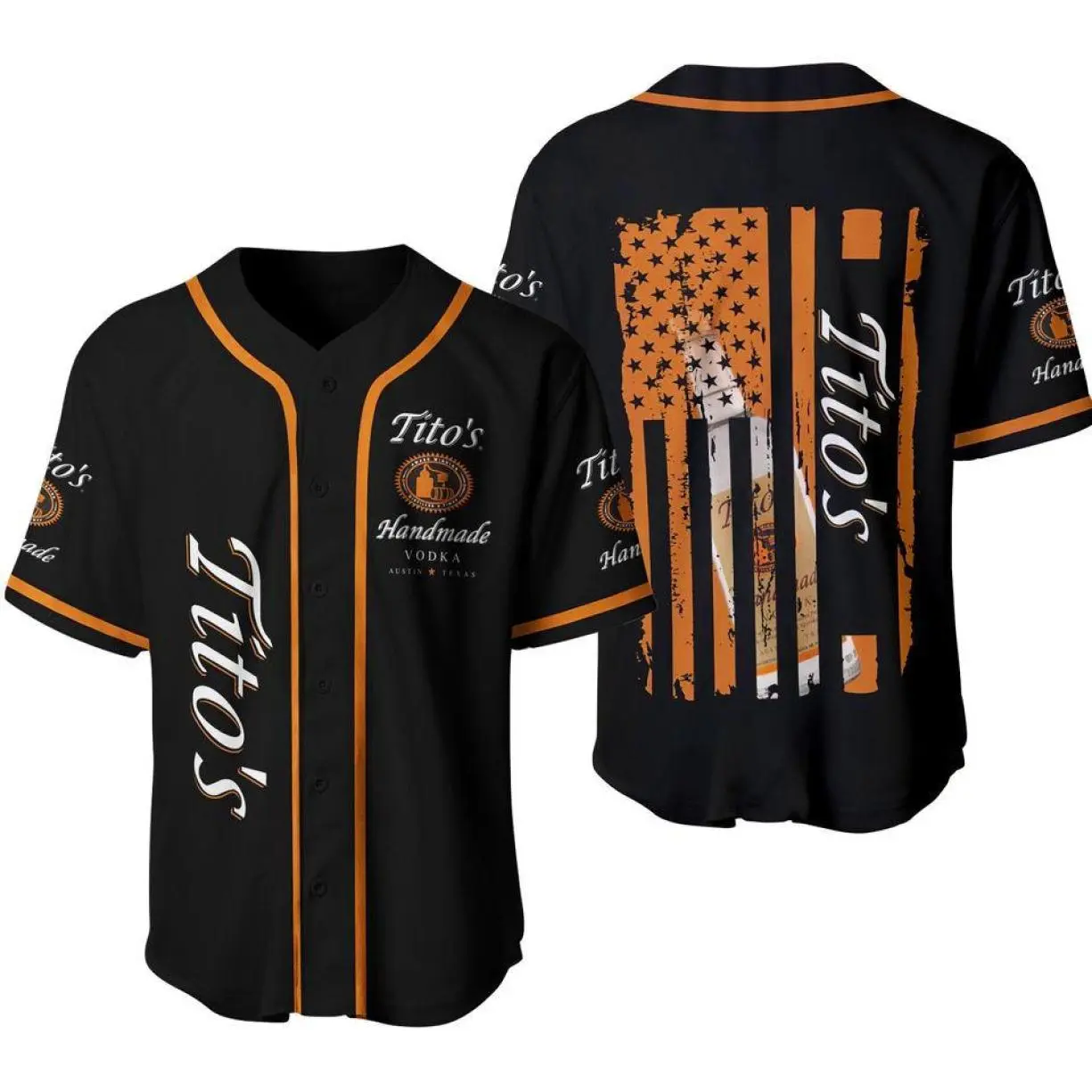 Tito's Handmade Vodka Black Flag Baseball Jersey, Beer Lovers Gift, Easy to Wear, Just Throw It On, Made to Last, Durable Quality