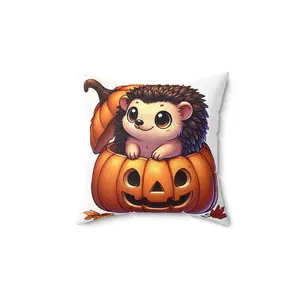 Fall line. Hedgehog in pumpkin Spun Polyester Square Pillow