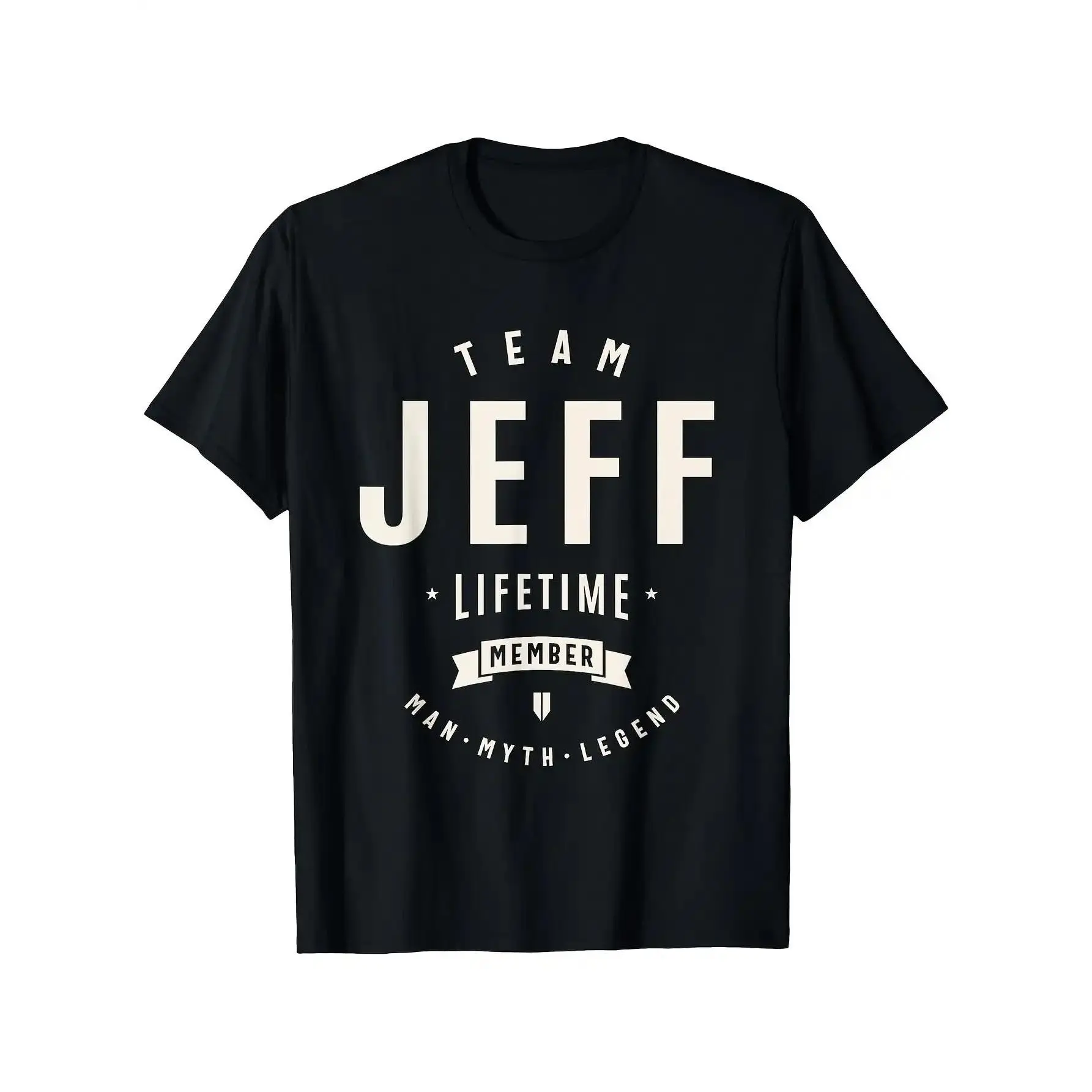 Men's Jeff Team Life Member T-Shirt - Black with White Double Graphic Print, Casual Short Sleeve Round Neck, Medium-Stretch Fabric, Sizes S-XXL, Retro Vintage Metalcore Y2K Outfit, Teamwork Gift Crewneck Shortsleeve Menswear
