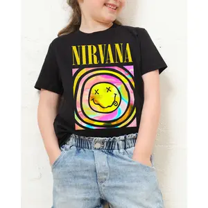 Nirvana Smile Face Youth T-Shirt, Nirvana Kids Sweatshirt, Nirvana Band Fan Hoodie, Colorful Nirvana Clothing