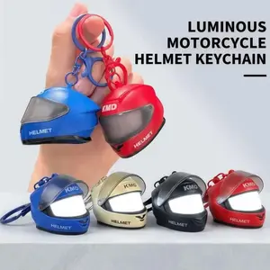 Cool Light-up Helmet Keychain Cartoon Realistic Mini Night Light Pendant Multifunctional Versatile Helmet Bag Charm