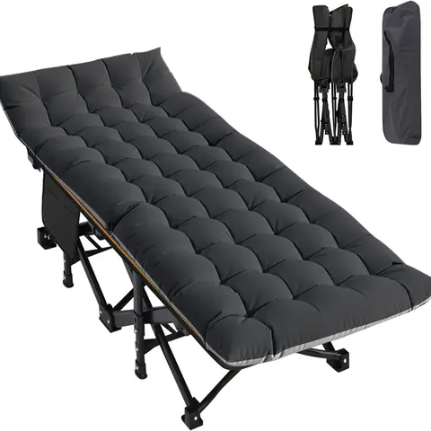 DoCred XXL Folding Camping Cot with Mattress, Bed frame& Carry Bag - Heavy Duty Portable Bed for Outdoor & Indoor Use, Guest Bed, Travel, Picnic, Office nap, Hiking, Fishing, dorm essentials, campingessentials, campinggear