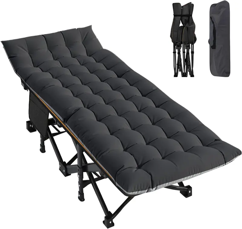 thumbnail image 2 of SLSY Heavy Duty Folding Camping Cot For Adults – With Mattress, Supports Up To 600lbs – Military Style Lounge Cot 2 of 5