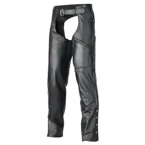 Vance Leather Unisex All Season Black Pant Style Premium Cowhide Motorcycle Leather Chaps Lace Menswear