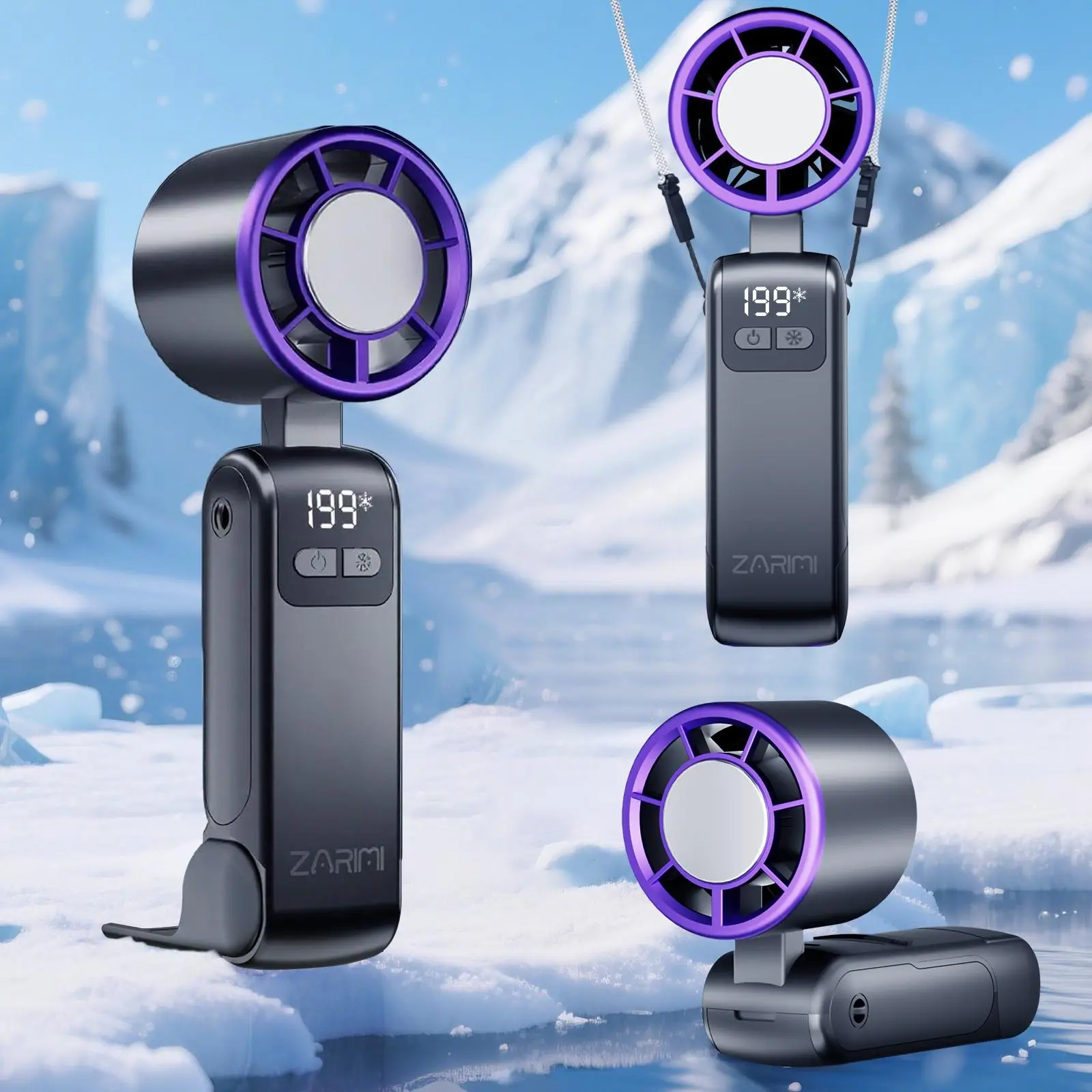 TikTokShopRestock-Portable Handheld Turbo Fan (Travel-Friendly), Mini Personal Rechargeable Fan, Extreme Ice-Cooling Plate, LED Display, 1-100 Speed S