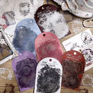 Vintage Material Journal Stickers Waterproof Patchwork Border DIY Background Creative Decals for Handmade Journals