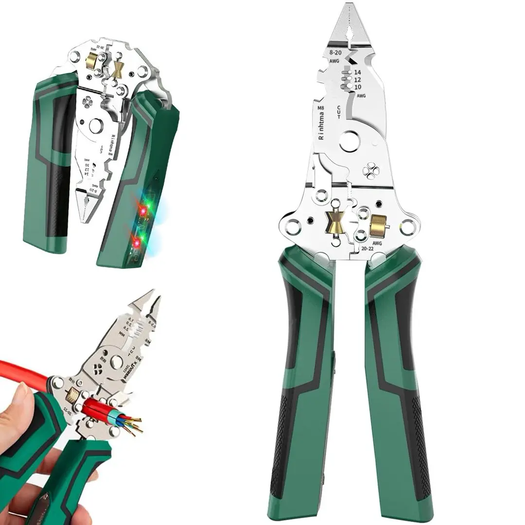 14-in-1 Wire Stripping Pliers, 2026 New Rechargeable Wire Strippers Tool with Voltage Tester&Alarms, Detectable 12-250V, Heavy-Duty Electrical Pliers&Wire Cutters–for Professional and Home Use