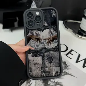 Case for iPhone 16 Pro Max 15 Plus 14 13 12 11 XS XR Ins Vintage Butterfly Decal Anti-Scratch Shockproof Soft Silicone Protective Cover