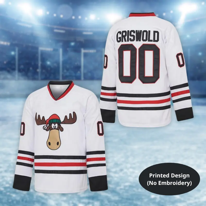 Griswold 00 Hockey Jersey White Printed Men's Funny Christmas Movie Fan Apparel Holiday Party Gift