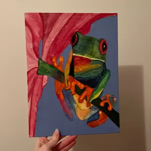 JACKIES.PAINTINGS + Red Eyed Tree Frog Canvas Painting - Customizable Art for Home Decor bedroom wall accessories house