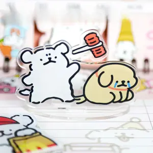 Cartoon Pendulum Dog Desktop Ornament, Creative Stress-Relief Movable Hammer, Suitable for Students and Couples, Acrylic Stand