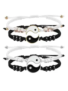 A pair of hand woven Oriental Tai Chi bracelets, Trendy fashionable accessories, are suitable for couples to go out. They can also be used as gifts for romantic festivals like Qixi Festival, Memorial Day to convey unique love.