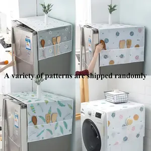 Refrigerator Dust Cover with Storage Bag Washable Printing Multi-purpose Household Washing Machine Cabinet Dust Protection Cover