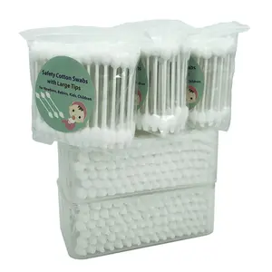 Baby Safety Cotton Swabs with Large Tips 400pcs 100% Organic Cotton White Paper Sticks 5 Pack of 80 Swabs Total for Newborn Babies Kids Children