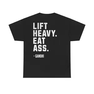 Lift Heavy Eat Ass Meme Gym Shirt Back Design | Bodybuilding Motivation Funny Pump Cover | Edgy Gym Humor Distressed Back Text Gift Tshirt,Black-Hoodie-front Black-Sweatshirt-front