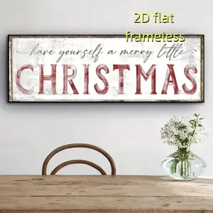 1 piece of canvas poster wishing you a Merry Christmas, fashionable holiday home decoration 2D flat printing frameless painting