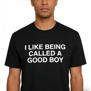 Unisex American-style high street  Funny I Like Being Called a Good Boy Graphic T-Shirt - Black  Short-Sleeve Tee, Comfortable & Versatile Summer Casual Wear Menswear Top