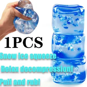 Snowflake Ice Cube Squeeze Toy, Slow Bounce 3D Caramel Candy Toy, Fun Soft Mochi Toy, Cute Stress Relief Ball, Unisex