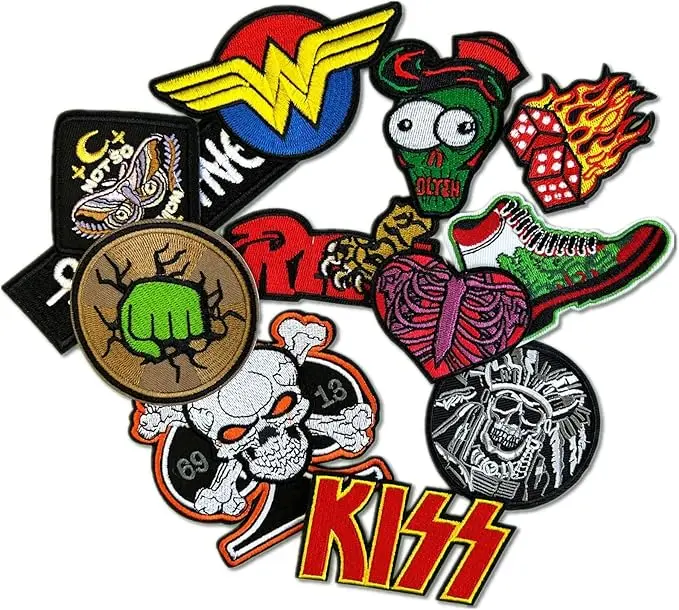 Dark Embroidered Applique Iron On Patches for Backpacks, Rock Band Patches for Jackets, Cool Sew Patch for Clothing, Jeans, Hats, DIY Accessories (Dark6 12 Pcs)