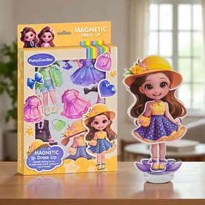 2PC Magnetic Doll Dress-Up Set, Reusable DIY Handicraft Decal Sticker Craft Kit, Travel quiet books, Creative Princess Toy for Girls Aged 3+, Back-To-School Gift