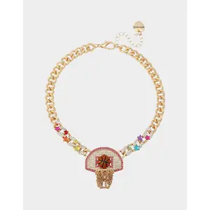 Betsey Johnson BASKETBALL SHORT PENDANT NECKLACE ORANGE