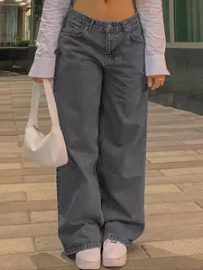 Women's Winter Y2K Baggy Loose Wide-Leg Jeans Fashion Vintage Cotton Mom Jeans Casual Retro Daily Outfits