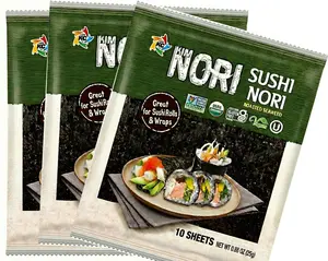 Kimnori Organic Sushi Nori Roasted Seaweed Sheets 25g, (10 Sheets x 3 Pack)