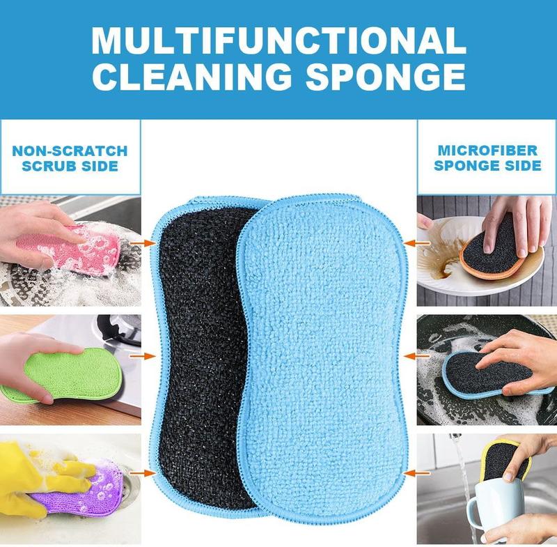 12 Pack Multi-Purpose Scrub Sponges Kitchen Dish Sponge Non-Scratch Microfiber for Efficient Cleaning Dishes Pots and Pans Multicolor