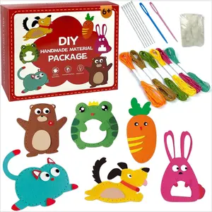 X-SMA06 DIY Doll Sewing Toys, Animal Sewing Kit for Kids Beginner Arts & Crafts Felt Sewing Craft Kits Educational Toys Sewing Kit for Kids Boys Girls Childrens DIY Crafting and Sewing