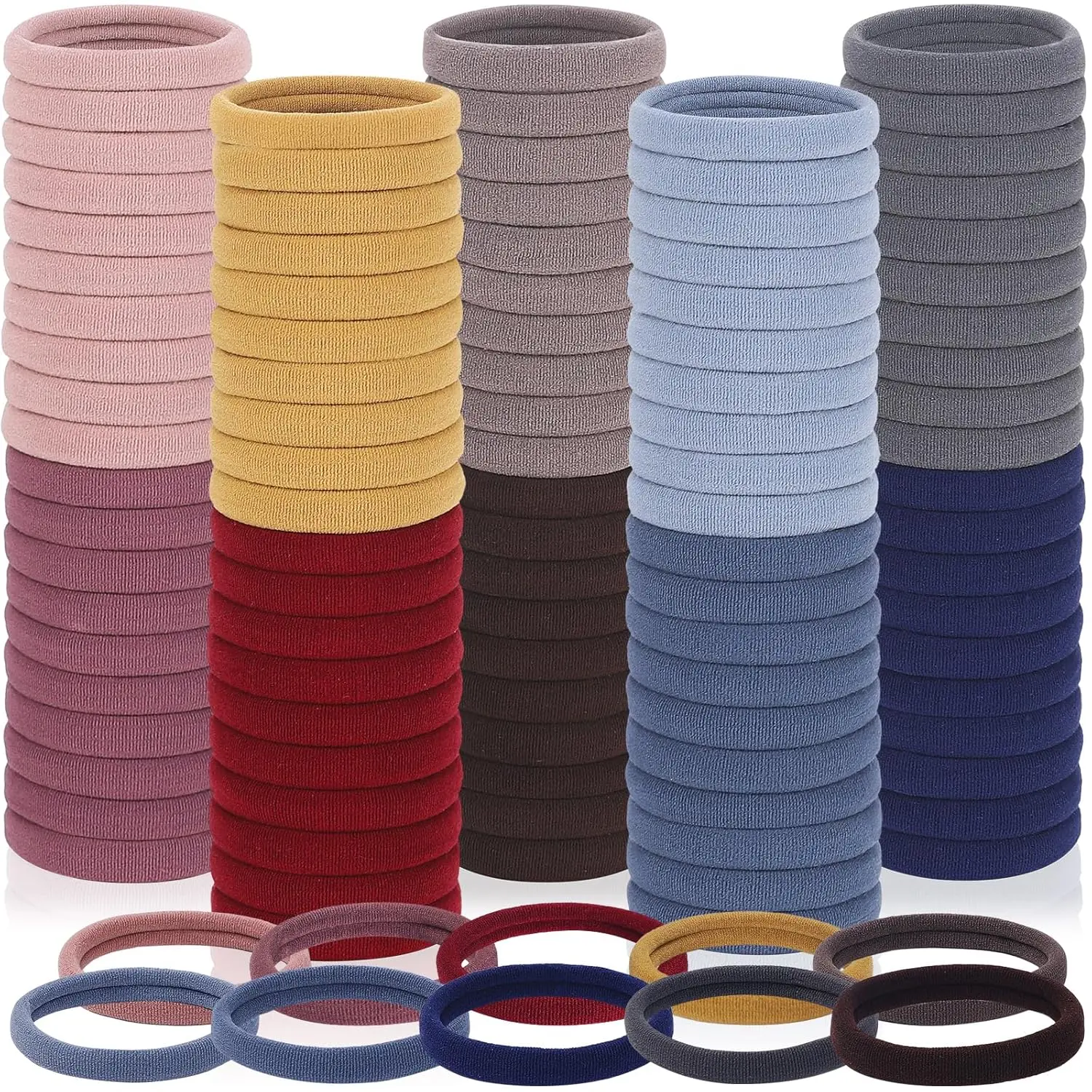 150 count Seamless Elastic Hair Ties No  for Thick & Thin Hair, Ponytail Holders, Elastics, Soft Pony Tails Bands for Women, 10 Neutral Colors