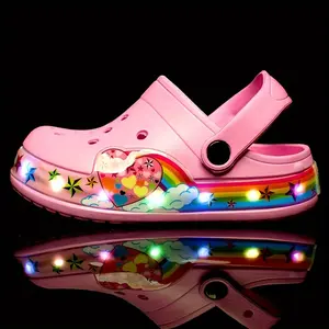 Youngsters' Glow-in-the-Dark Clogs - Cute Cartoon LED Light-Up Sandals Boys & Girls, Non-Soft Sole, EVA Material, Perfect Indoor/Outdoor Play, Beach, and Fun Novelty baby shoes