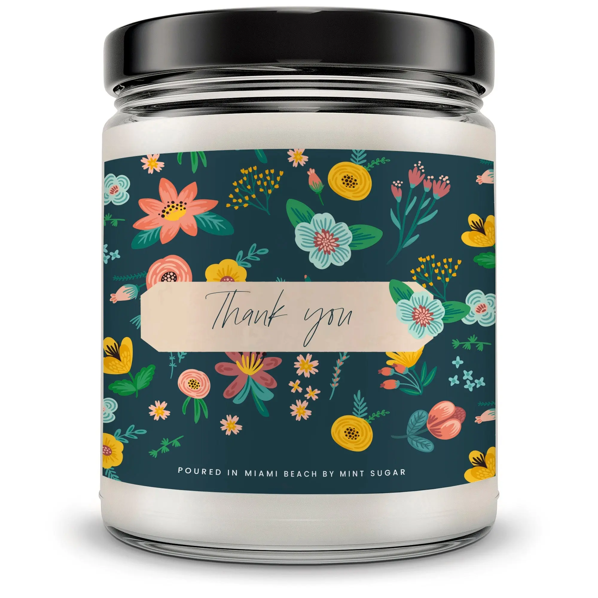 Flowered Thank You Candle