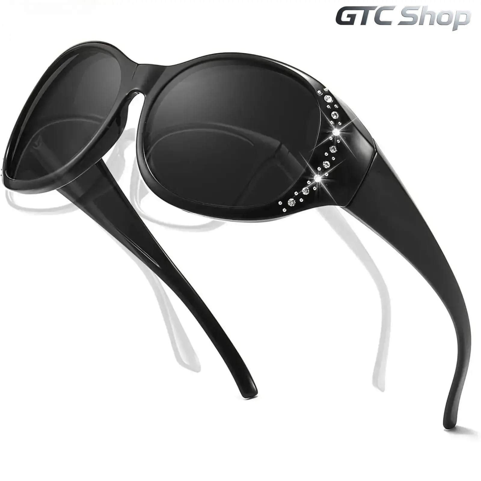 2/1-Pack Men & Women Polarized Fit Over Sunglasses, UV400 Anti-Glare Oversized Frame with Shiny Accents, Wear Over Prescription Glasses Eyewear for Driving Daily Wear Outdoor Activities summerwins