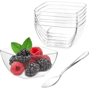 Mini Dessert Cups with Spoons(50 Cups & 50 Spoons) – Clear Reusable Plastic Cups for Appetizers, Party Samples & Events | Small Shot Glass Size Cups Pack
