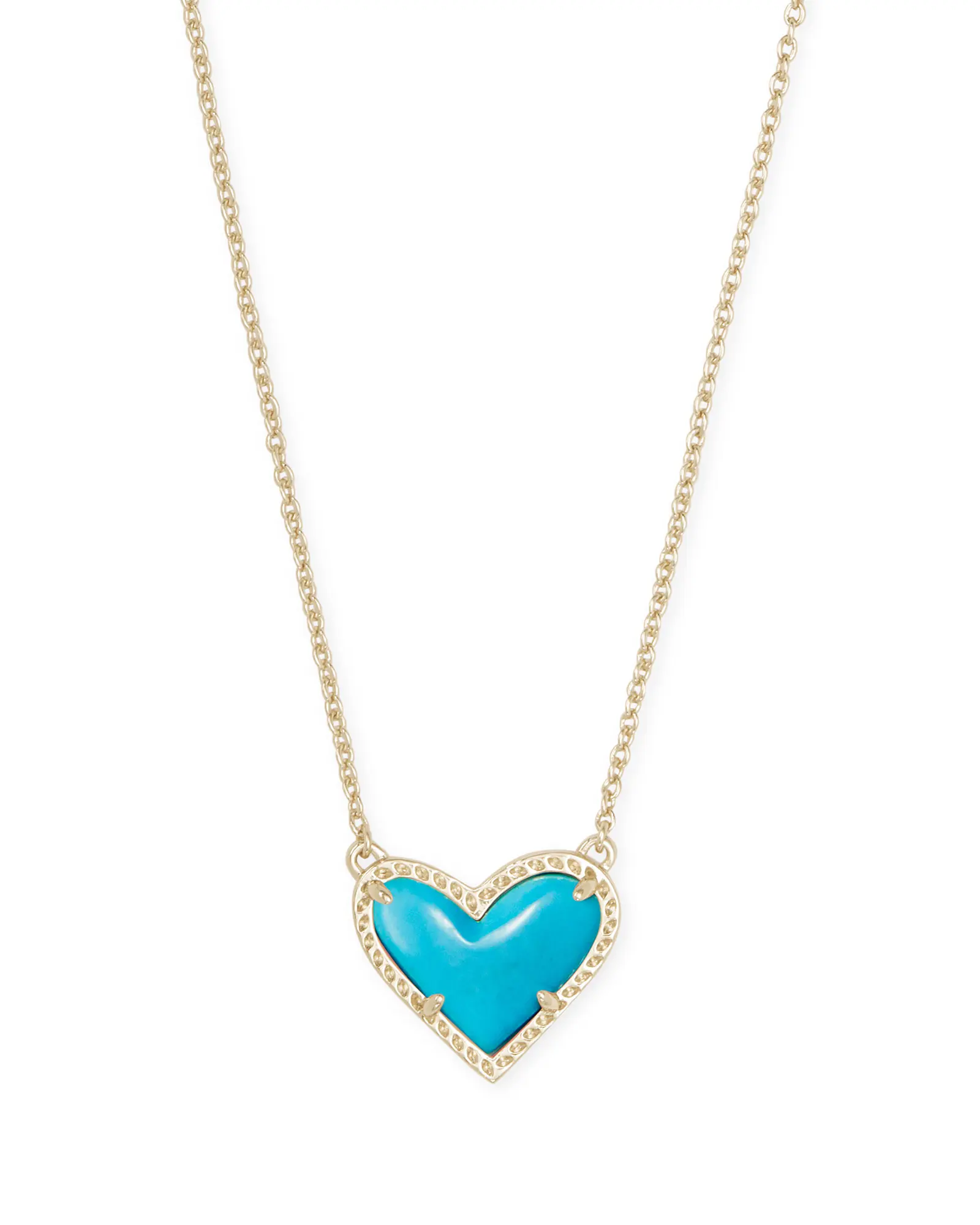 Kendra Scott Ari Heart Short Pendant Necklace Gold Turquoise 4217704863