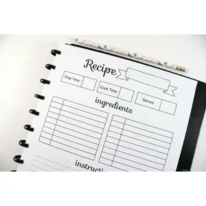 Recipe Planner Inserts for Letter Size Discbound Planners, Fits with Circa Letter, Arc by Staples, TUL, Letter Size (8.5'' x 11''), (Planner sold separately)