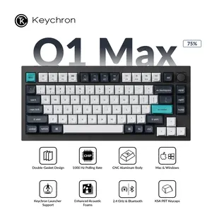 Keychron Q1 Max Wireless Mechanical Keyboard, USB Charging RGB Backlight Wireless Keyboards, Gaming Keyboard for Gaming, Office, Multimedia Roller Key, Gift for Friend, Gaming Accessories