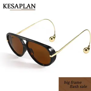 KESAPLAN New Fashion Retro Large Frame Glasses Classic Double Bridge Design Unisex Street Style Daily Wear UV400 Lens 150mm Frame Width Trendy Vintage Sunglasses