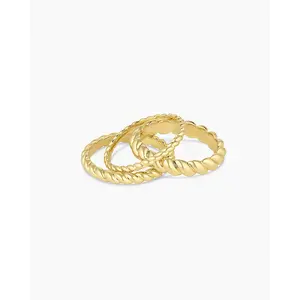 gorjana – Crew Ring Set – 18K Gold-Plated Twisted Stackable Rings – Modern, Versatile & Effortlessly Chic